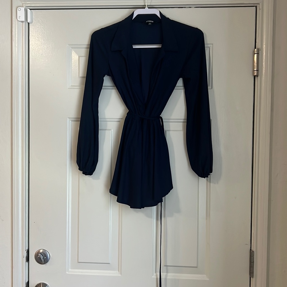Dark Blue Dress Shirt Bodysuit
